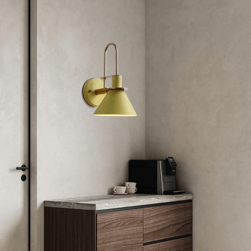 Nordic Yellow Conical Wall Lamp for Bedroom